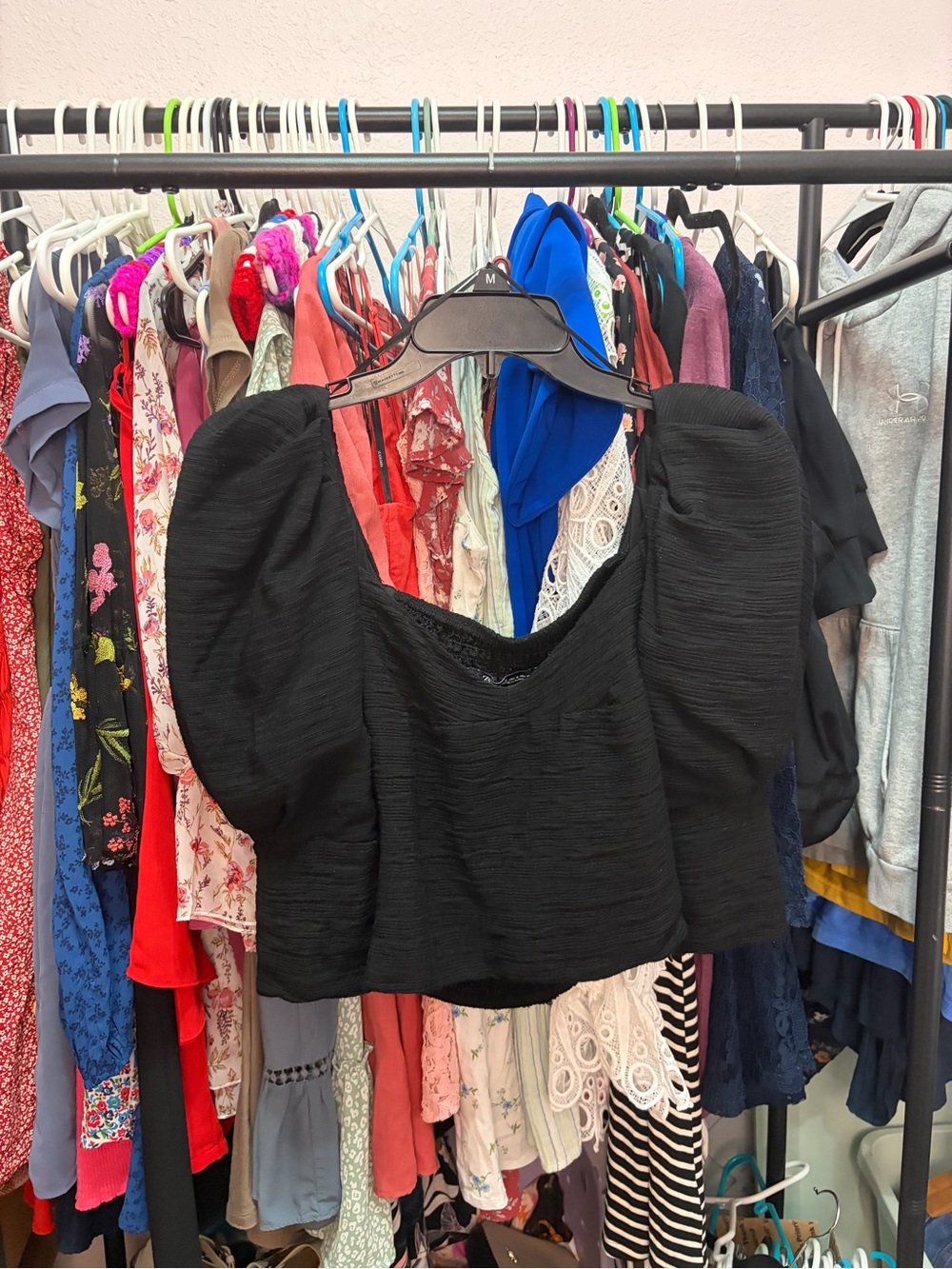 Zara Black Puff Sleeve Crop Top